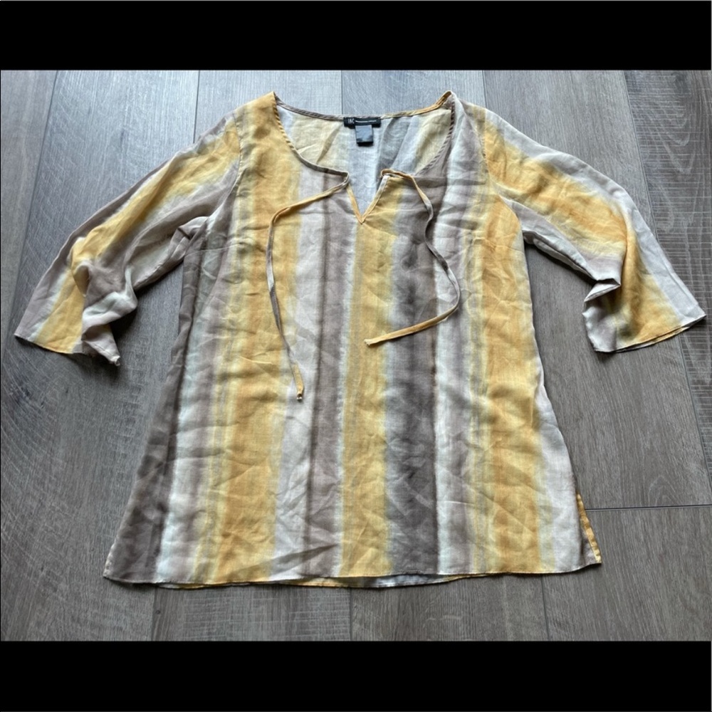 INC International Concepts Tie Front Peasant Top Size 12